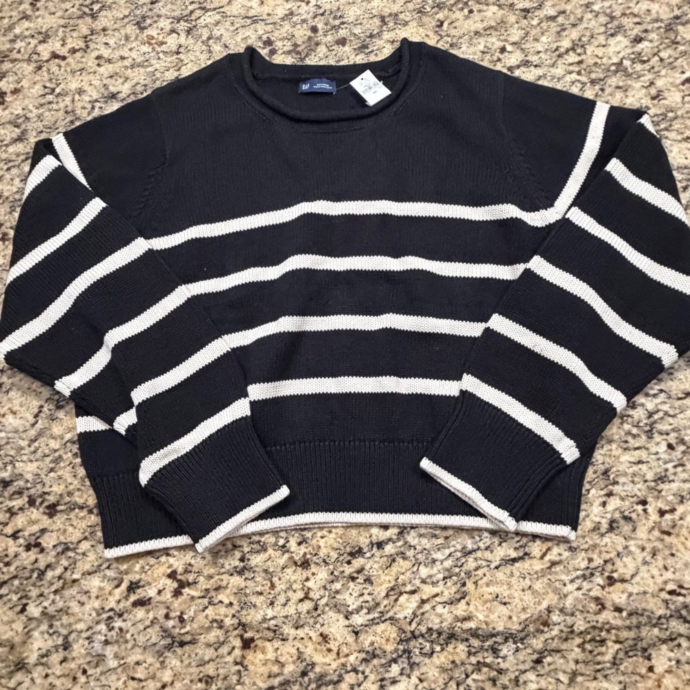 NEW GAP Womens Navy Blue White Striped Crewneck Sweater XXL ws